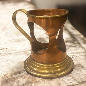Small Vintage Copper and Brass Candle Holder